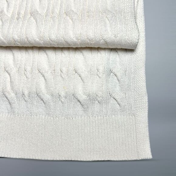NWT Talbots White Long Scarf Cotton Blend Cable Knit 10x76” - Picture 5 of 7